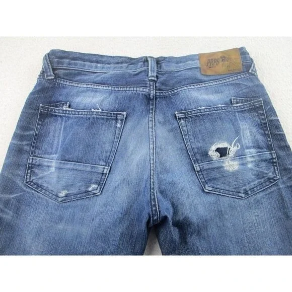 PRPS Jeans Mens 34x34 Blue‎ Demon Fit Button Fly Dark Denim Distressed E72B102P